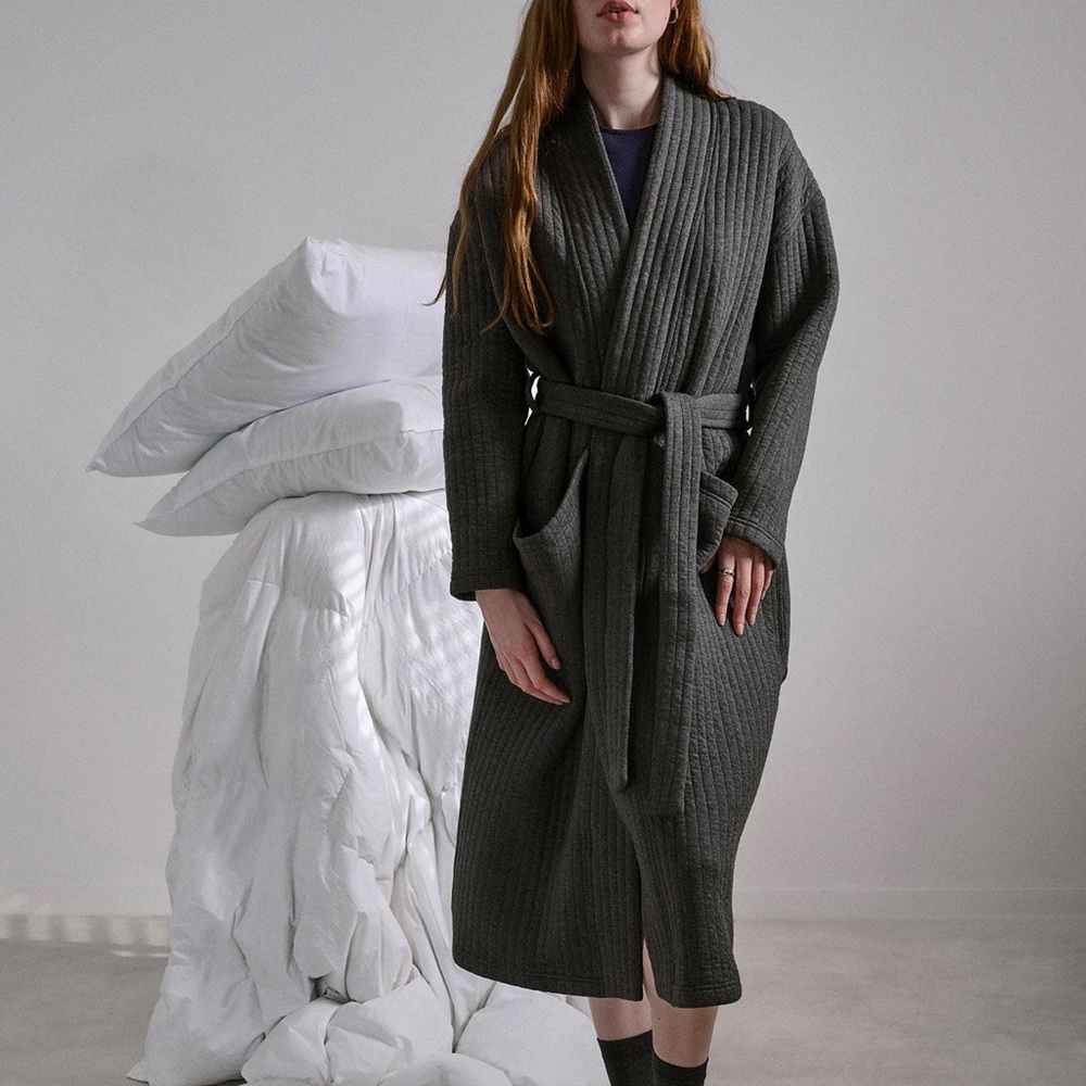 NWT Lunya Restore Double Knit Robe - Mercurial Grey Heather/ XS/S